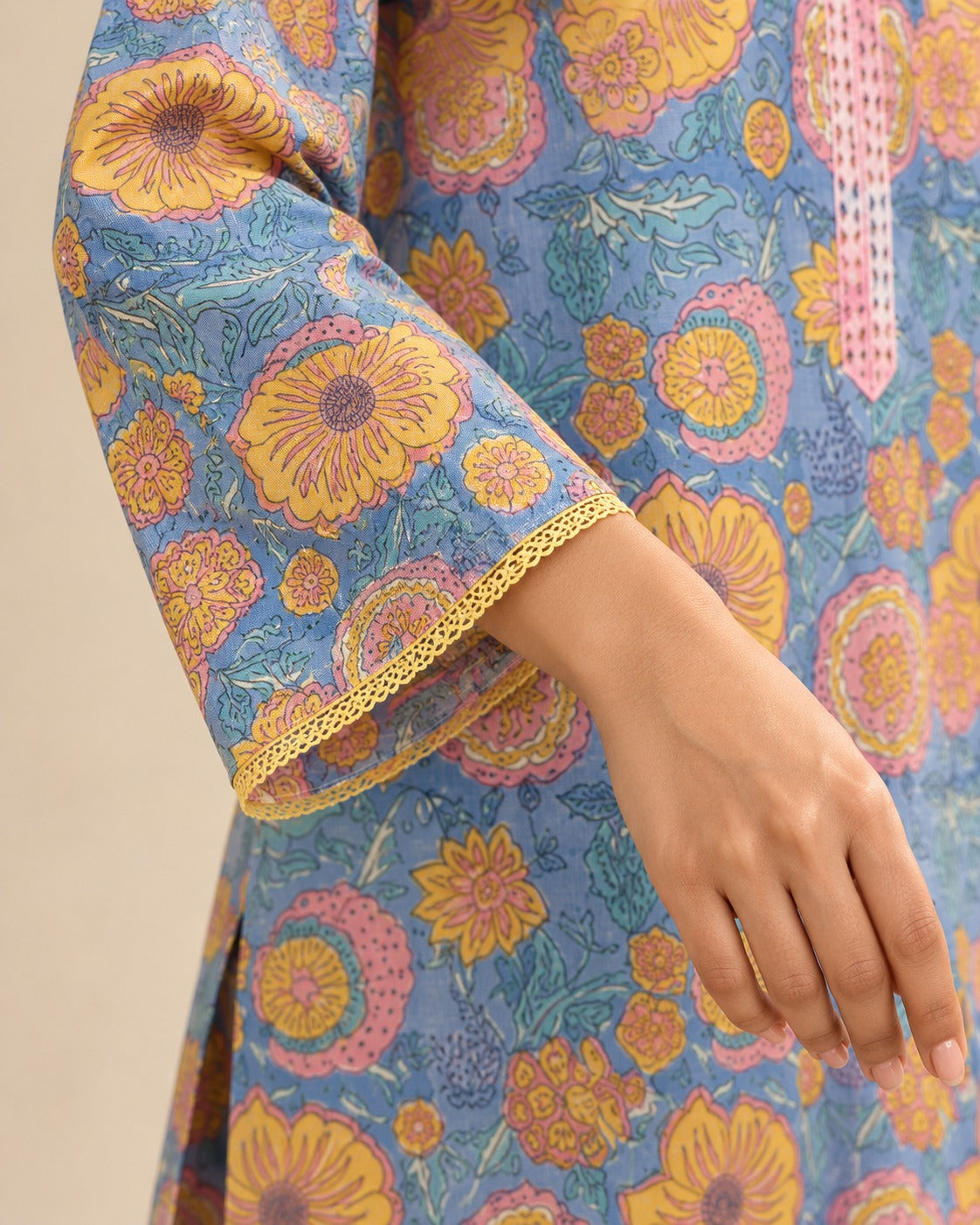 🌼💙 Sunehri Bloom Blue Floral Kurta & Palazzo Set 💙🌼