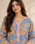 🌼💙 Sunehri Bloom Blue Floral Kurta & Palazzo Set 💙🌼