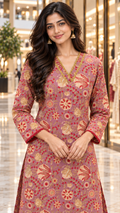 Dusty Rose Floral Kurta & Palazzo Set | Gulbahar