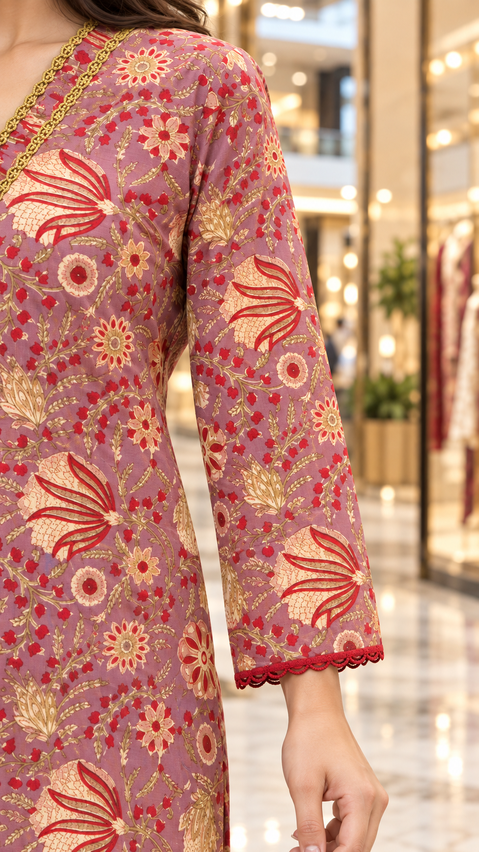Dusty Rose Floral Kurta & Palazzo Set | Gulbahar