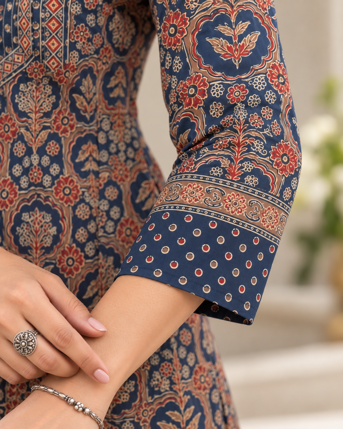 Navy Floral Kurta Palazzo Set with Dupatta | Neelara