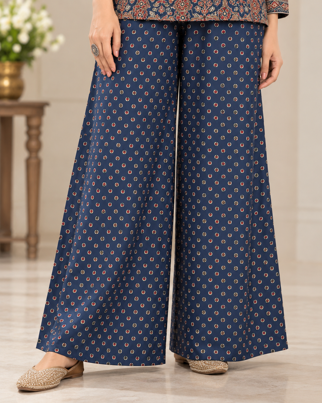 Navy Floral Kurta Palazzo Set with Dupatta | Neelara