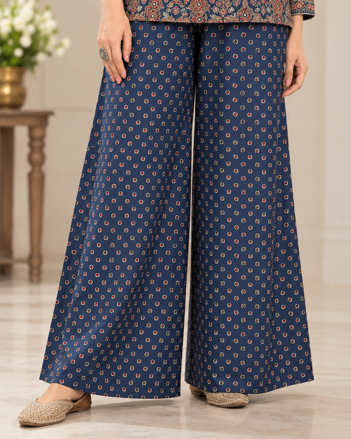 Navy Floral Kurta Palazzo Set with Dupatta | Neelara